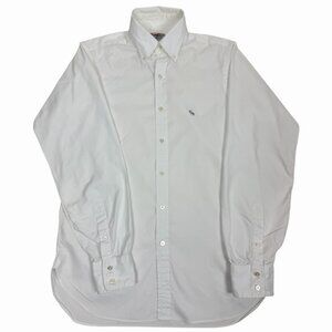 Turnbull & Asser London Bespoke Made in England White Oxford Dress Shirt Mens 16